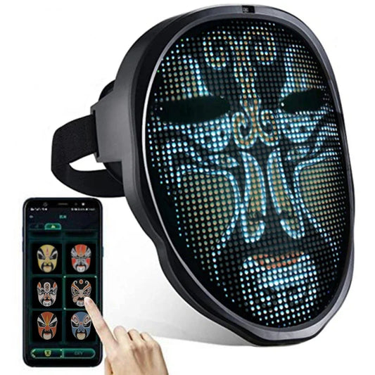 🎭 LED Face-Changing Mask 👻 | Programmable Gestures ✋ | Halloween / Party / DIY Fun 🎉
