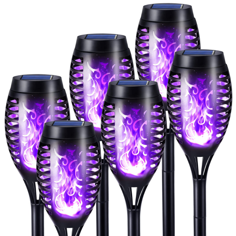 Halloween Outdoor Solar Flickering Flame Torch Lights Waterproof Garden Yard Pathway Decor