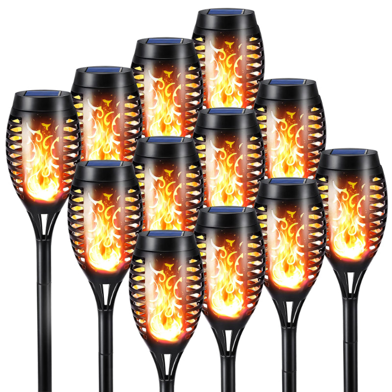 Halloween Outdoor Solar Flickering Flame Torch Lights Waterproof Garden Yard Pathway Decor