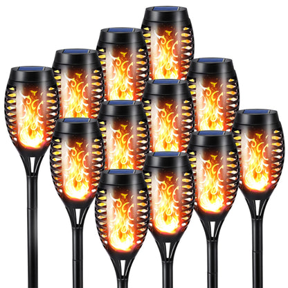 Halloween Outdoor Solar Flickering Flame Torch Lights Waterproof Garden Yard Pathway Decor