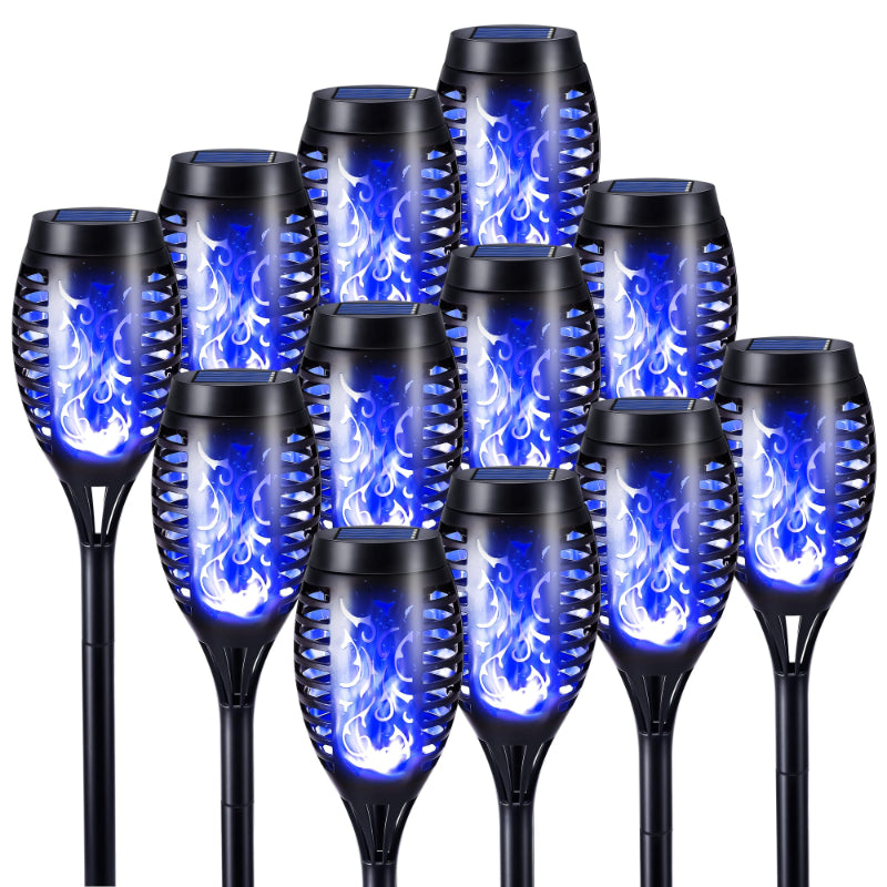 Halloween Outdoor Solar Flickering Flame Torch Lights Waterproof Garden Yard Pathway Decor