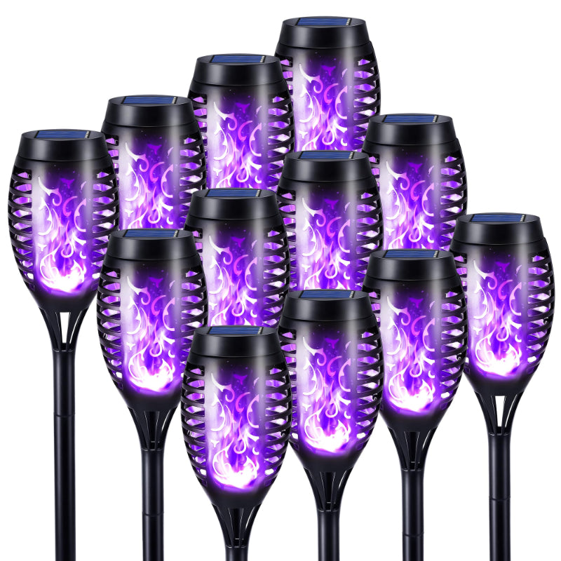 Halloween Outdoor Solar Flickering Flame Torch Lights Waterproof Garden Yard Pathway Decor