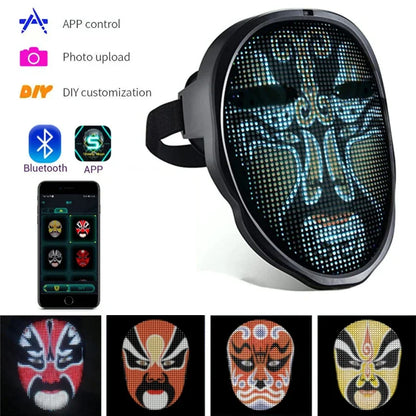 🎭 LED Face-Changing Mask 👻 | Programmable Gestures ✋ | Halloween / Party / DIY Fun 🎉