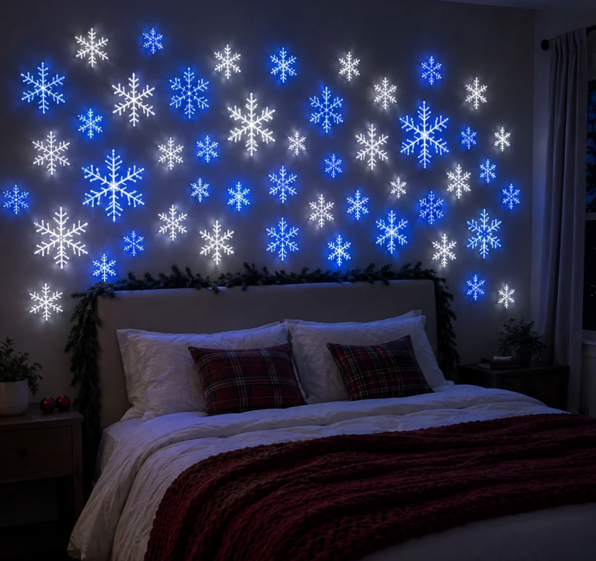 GlowFlake-  Blue And White LED Snowflake Wall Set