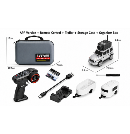 1:64 Mini FPV RC Camera Car – Live Video, App Control & High-Speed Racing