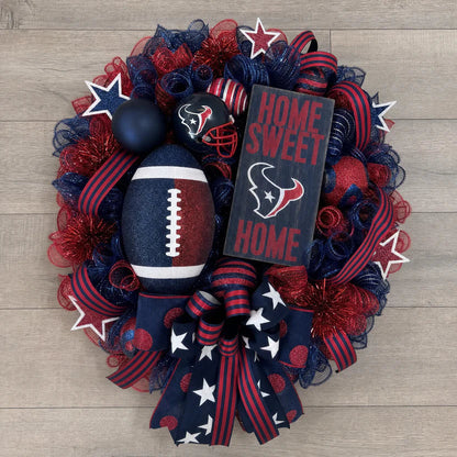 Football Team Handcrafted Wreath for Game-Day Front Door Decor