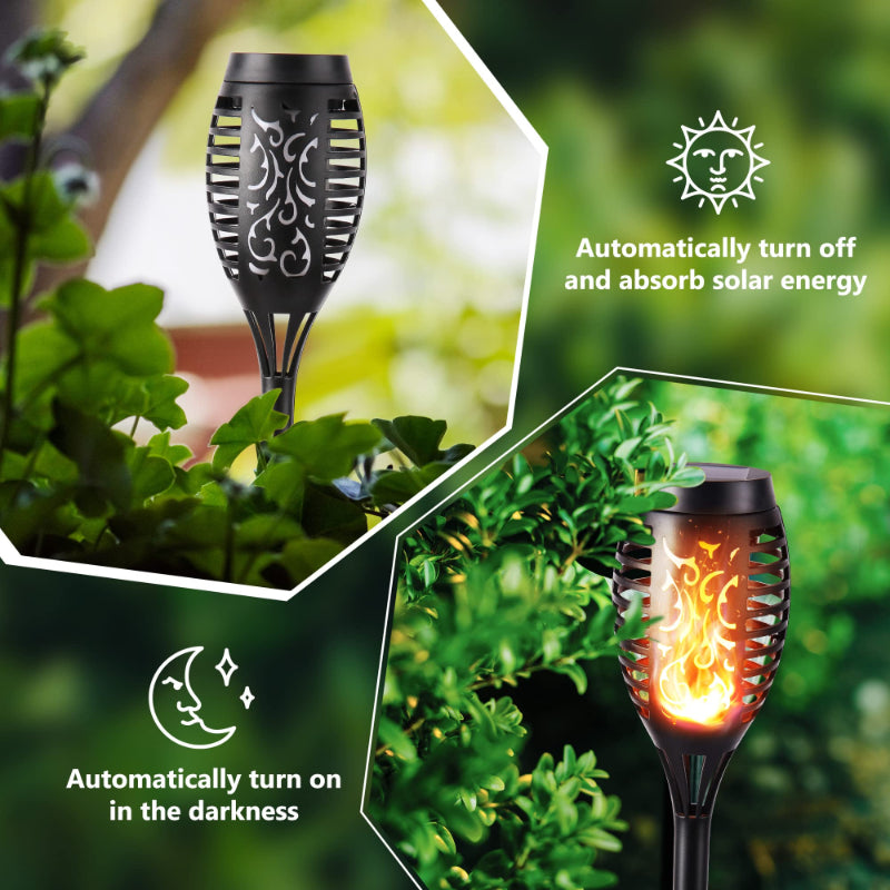 Halloween Outdoor Solar Flickering Flame Torch Lights Waterproof Garden Yard Pathway Decor