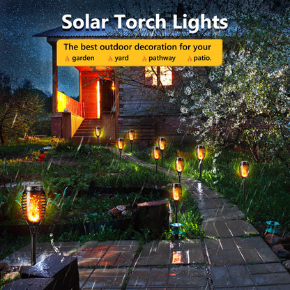 Halloween Outdoor Solar Flickering Flame Torch Lights Waterproof Garden Yard Pathway Decor