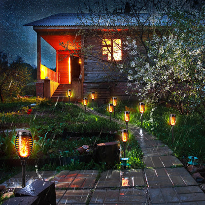 Halloween Outdoor Solar Flickering Flame Torch Lights Waterproof Garden Yard Pathway Decor