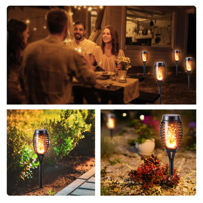 Halloween Outdoor Solar Flickering Flame Torch Lights Waterproof Garden Yard Pathway Decor