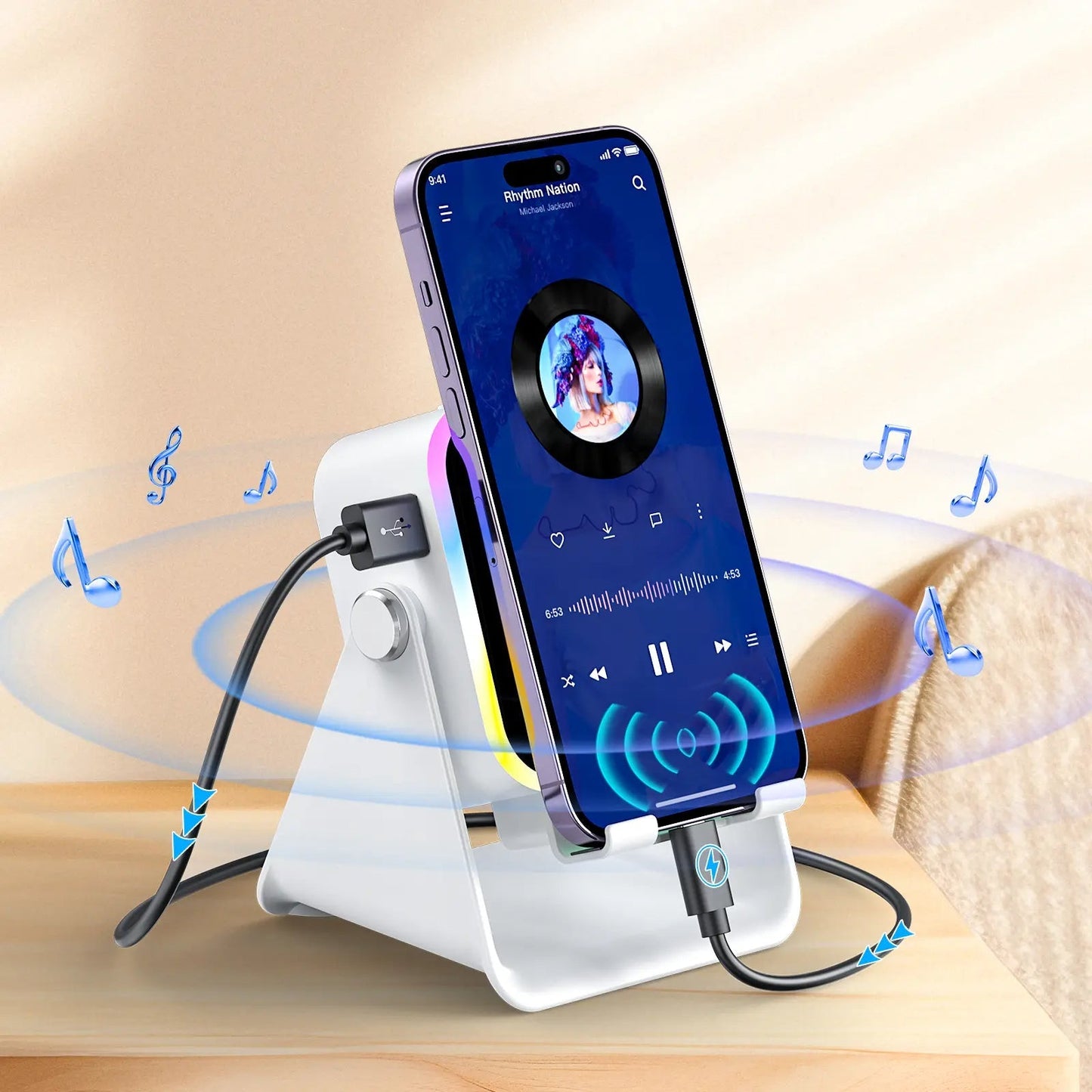 3-in-1 Wireless Speaker Phone Stand with Power Bank