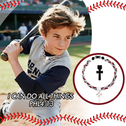 ⚾✝️ Triple-Rope Baseball Cross Necklace | Inspirational Sports Pendant with Faith Charm
