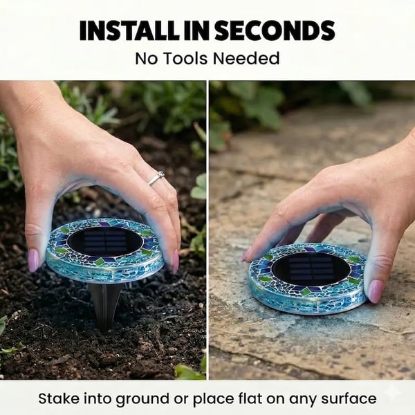 50% OFF !!! ⏰ Solar Disk Lights – Handcrafted Mosaic Outdoor LED Waterproof Light
