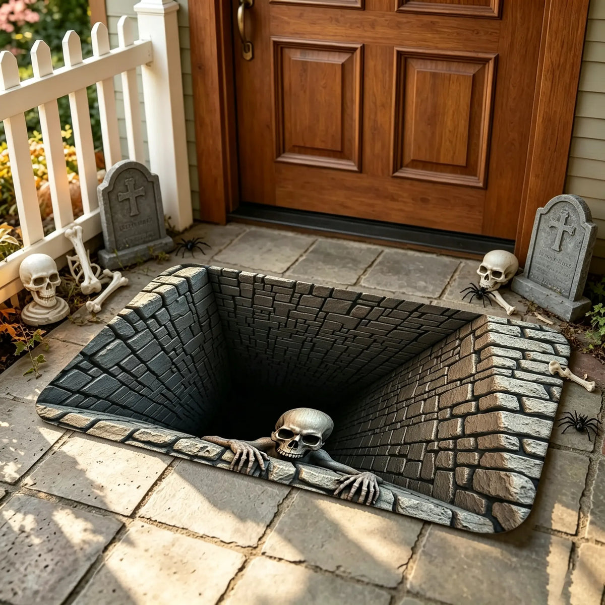 🎃💀 Halloween Front Door Mat – Festive 3D Visual Skull & Clown Horror Rug