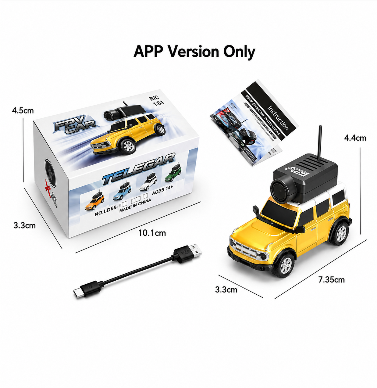 1:64 Mini FPV RC Camera Car – Live Video, App Control & High-Speed Racing