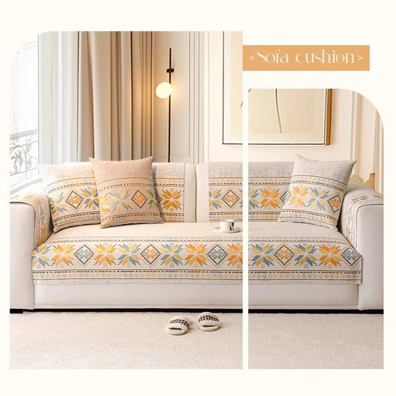 🌸 Non-Slip Bohemian Chenille Sofa Cushion Cover – Soft, boho pattern & machine washable – Non-slip backing, fits most sofas – perfect for cozy home decor or pet-friendly spaces 🐾