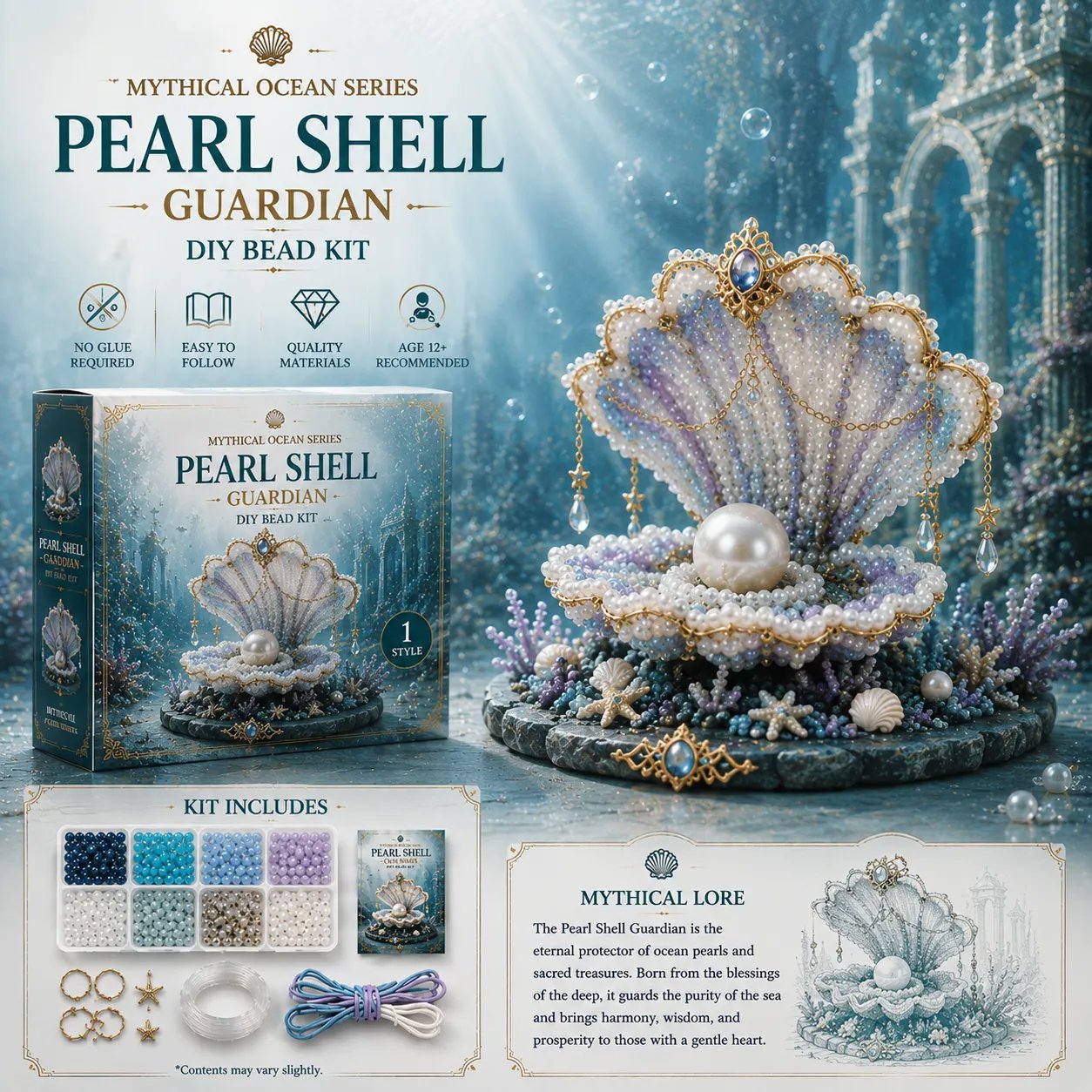 🌊Mythical Ocean DIY Bead Kit | 3D Sea Creature Craft Set – 12 Designs, Beginner Friendly