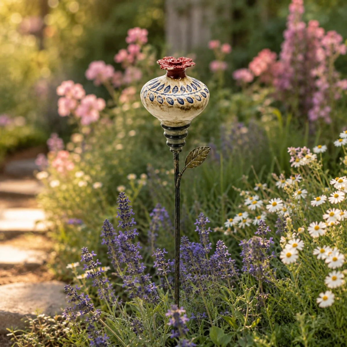 🌸Vintage Ceramic Hummingbird Feeder Garden Decor Stake – Decorative Outdoor Bird Feeder