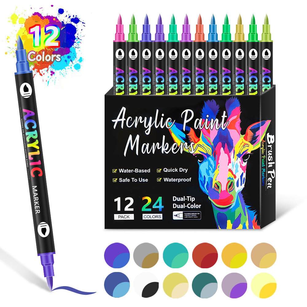 🔥 Hot Sale 50% OFF | 🎨 Dual Tip Acrylic Paint Markers | Vibrant Colors for DIY, Art & Crafts