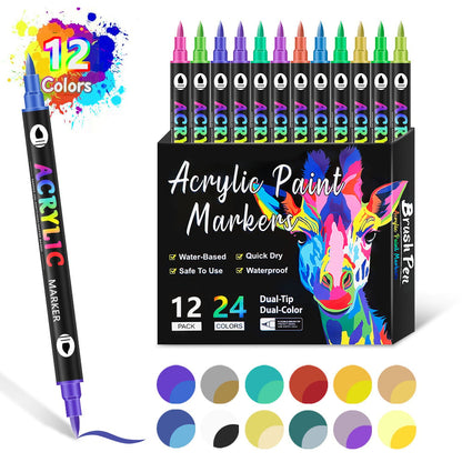 🔥 Hot Sale 50% OFF | 🎨 Dual Tip Acrylic Paint Markers | Vibrant Colors for DIY, Art & Crafts