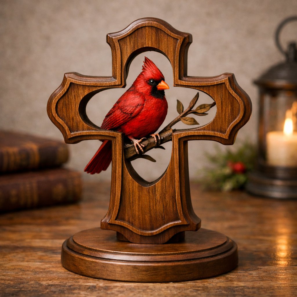 💗 Limited-Time 49% OFF | Cardinal Cross Ornament ✝️ Meaningful Memorial Gift for Loved Ones