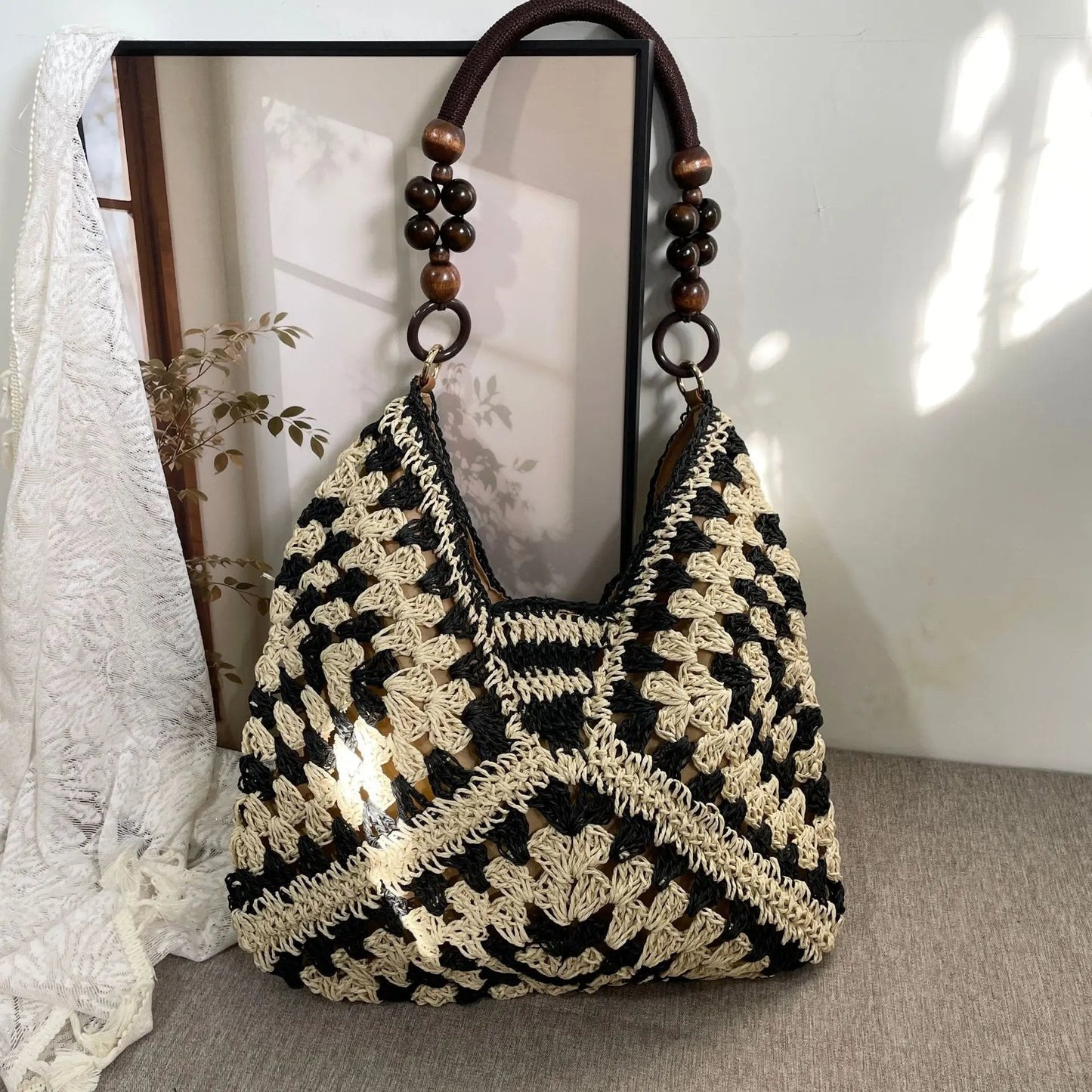 🧺Vintage Handwoven Tote Purse💖