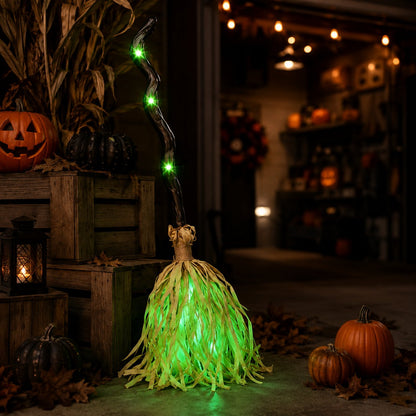 ✨ Magic Animated Witch Broom Halloween Decoration