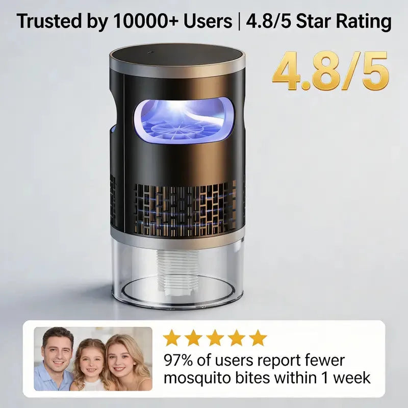 🏆 50K+ Sold 🦟 Indoor Light & Suction Bug Trap Non-Zapper Catcher for Mosquitoes and Flying Insects