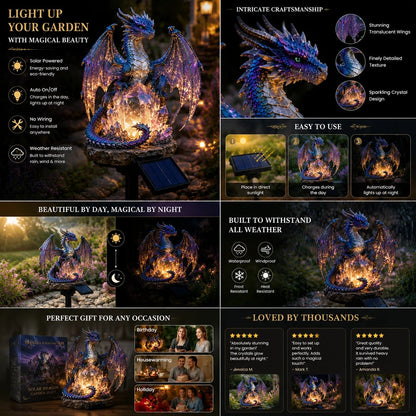 🔥HOT SALE🔥Amethyst Crystal Dragon🐉Solar Dragon Crystal Garden Light