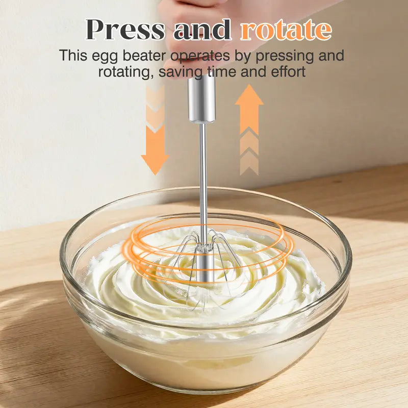 🔥 Hot Sale 50% OFF | 🥣 Stainless Steel Push Whisk | Effortless Mixing for Baking & Cooking