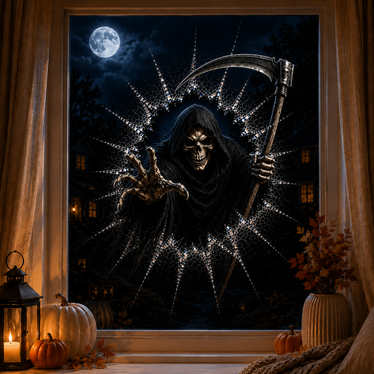 🎃 2026 Halloween Window Decals – 3D Crack Glass Spooky Decorations for a Haunted Halloween Scene