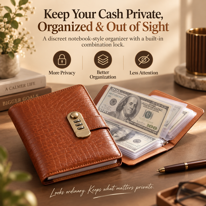 🔐 Private & Secure Combination Lock Cash Organizer Notebook