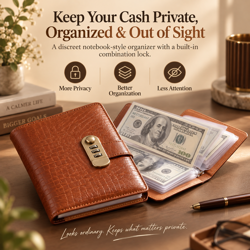 🔐 Private & Secure Combination Lock Cash Organizer Notebook