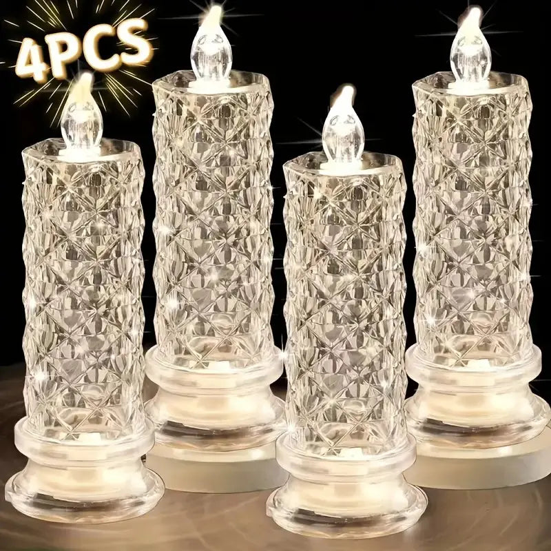 🎅Xmas Sales🔥Crystal LED Candle Set – Warm Flickering Glow for Date Nights, Parties & Home Decor