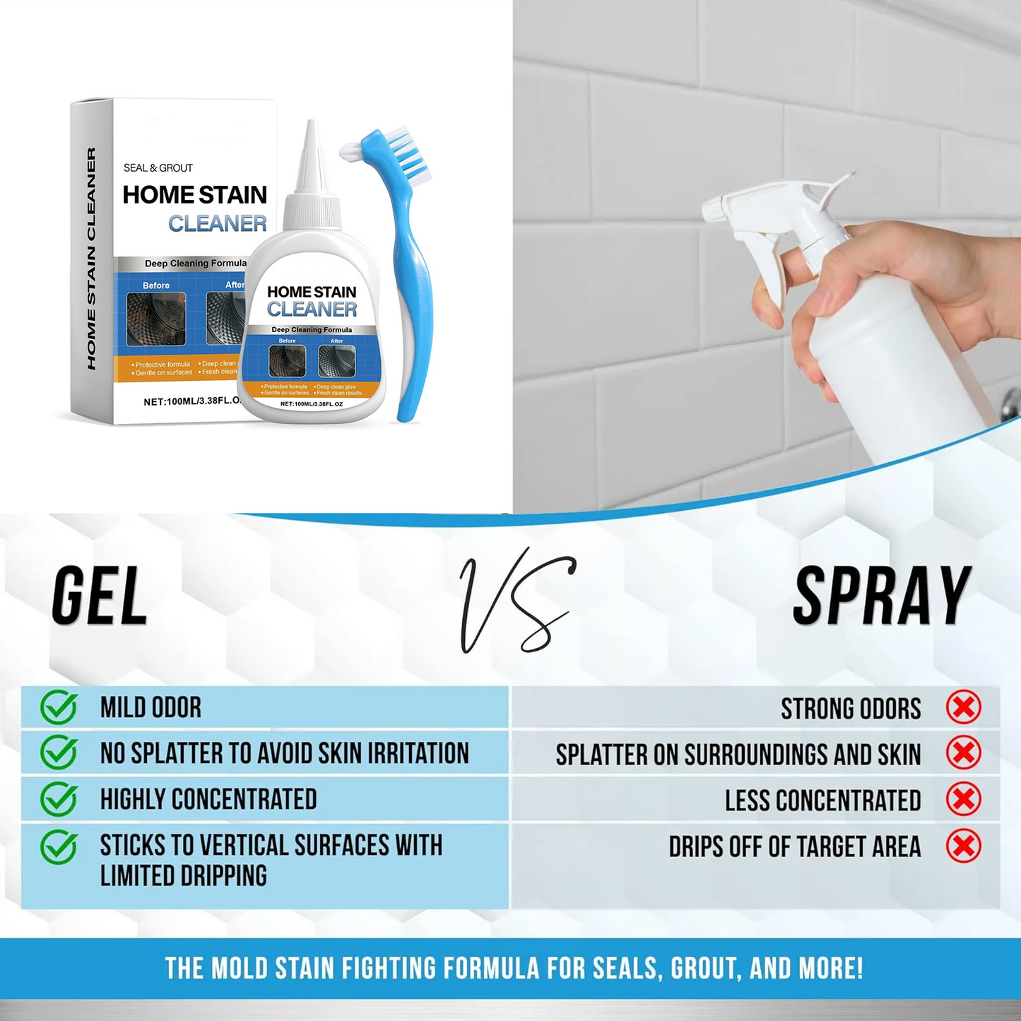 🔥Hot Sale 50% OFF🎁Mold Removal Gel💦Heavy Duty Formula, Multi-Surface Cleaner & Works on Shower & Tile