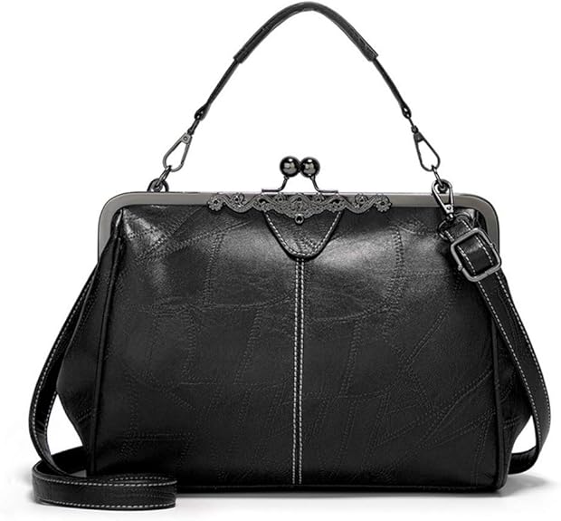 💼2026 New Elegant Waterproof Women’s Leather Kiss-Lock Tote Handbag