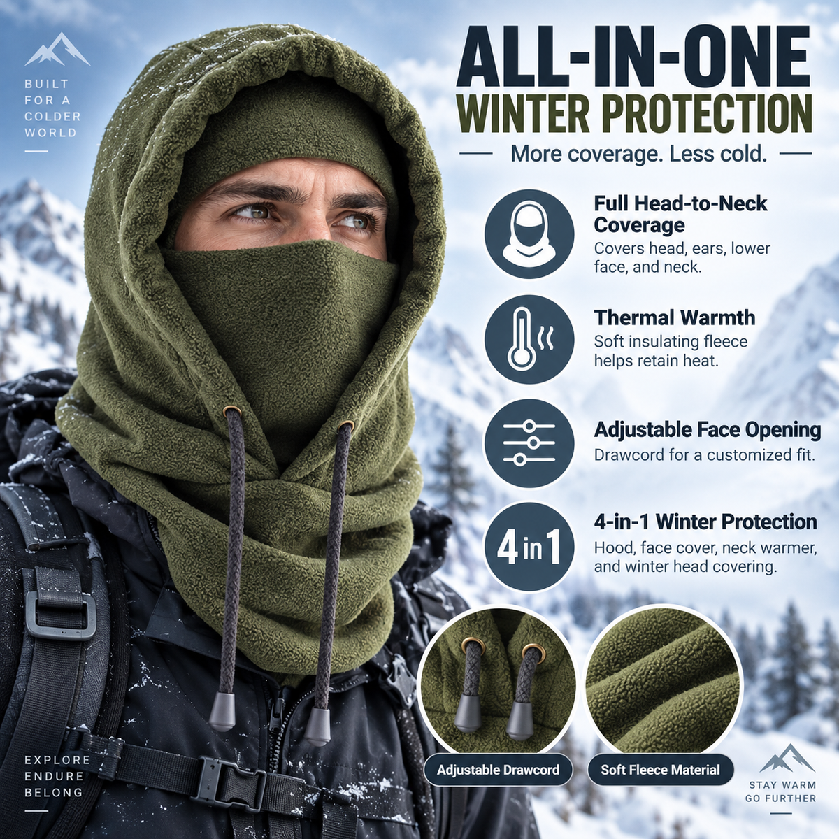 🔥2026 Hot Sale ✨4-in-1 Winter Warm Fleece Hood❄️