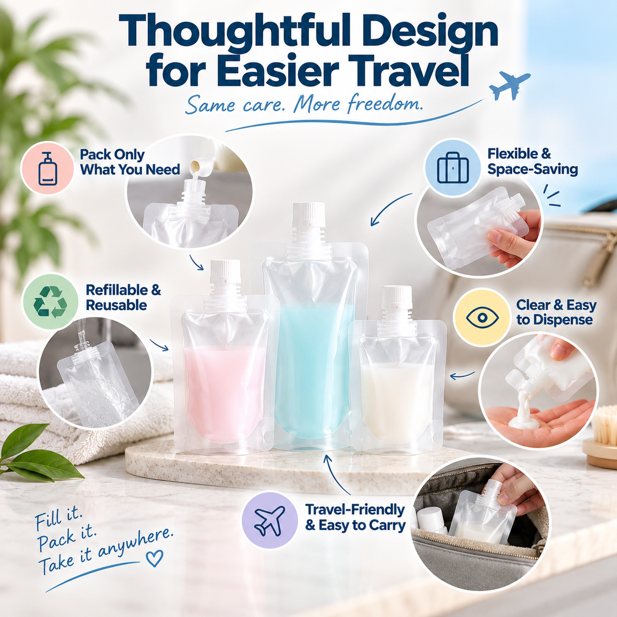 🔥Last Day 50% Off ✨Portable Travel Fluid Dispensing Packing Bag🏷️