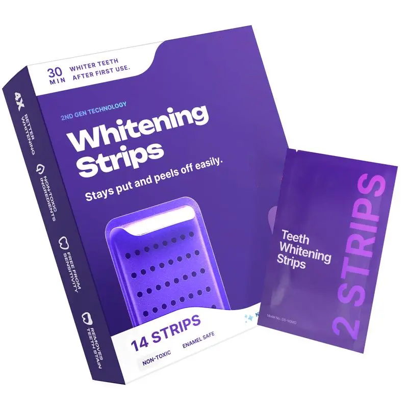 🦷 Purple Teeth Whitening Strips – 42 Strips 21 Whitening Sessions – Enamel Safe – Stain Removal – Non-Sensitive – Peroxide-Free