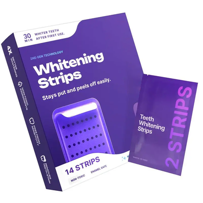 🦷 Purple Teeth Whitening Strips – 42 Strips 21 Whitening Sessions – Enamel Safe – Stain Removal – Non-Sensitive – Peroxide-Free