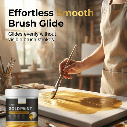 💐 49% OFF Today | Water-Based Flash Gold Paint 🎨 Metallic Shine for Canvas, Wood & Ceramic