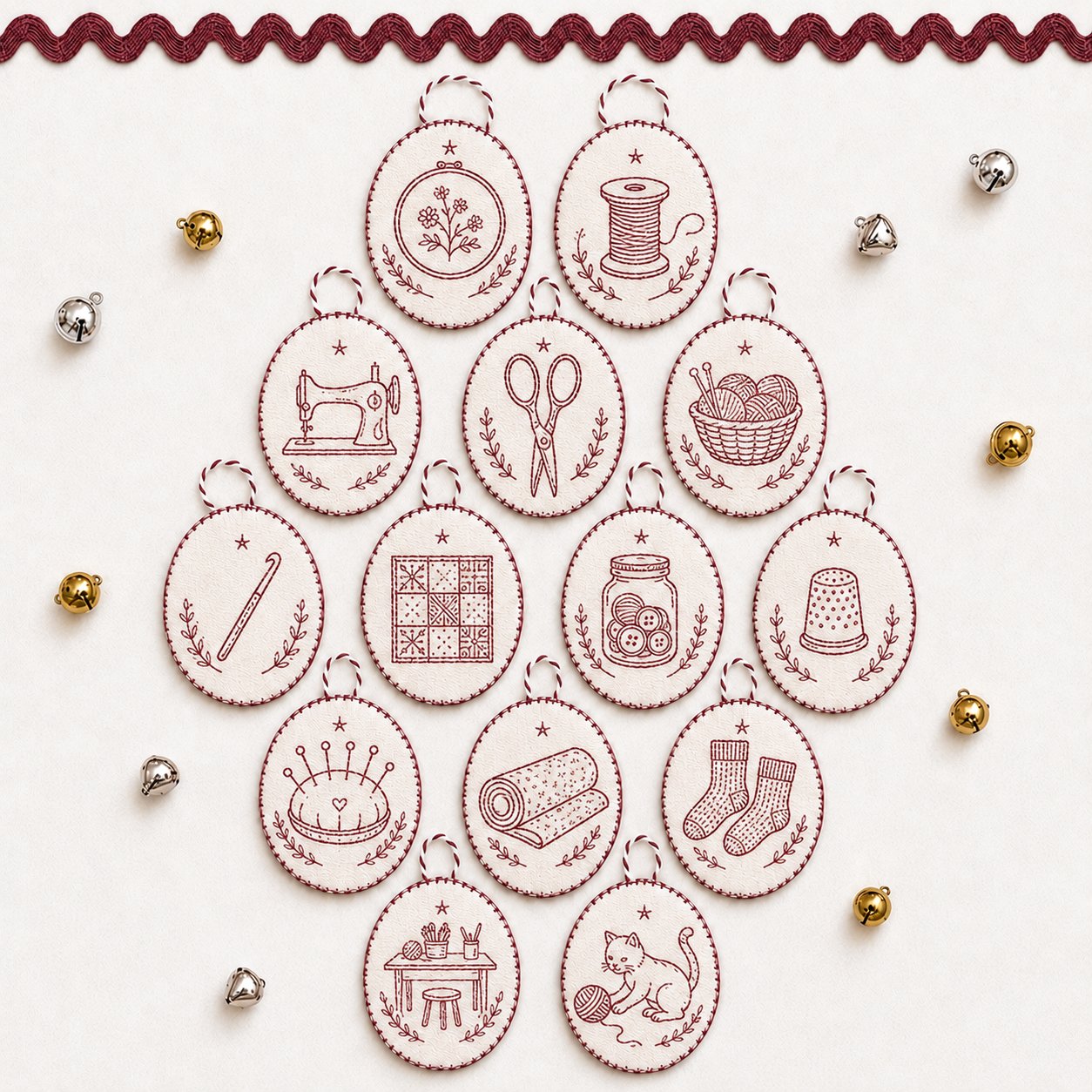 🔥2026 Christmas Hot Sale🎄 DIY Christmas Embroidery Ornament Kit for Beginners 🧵