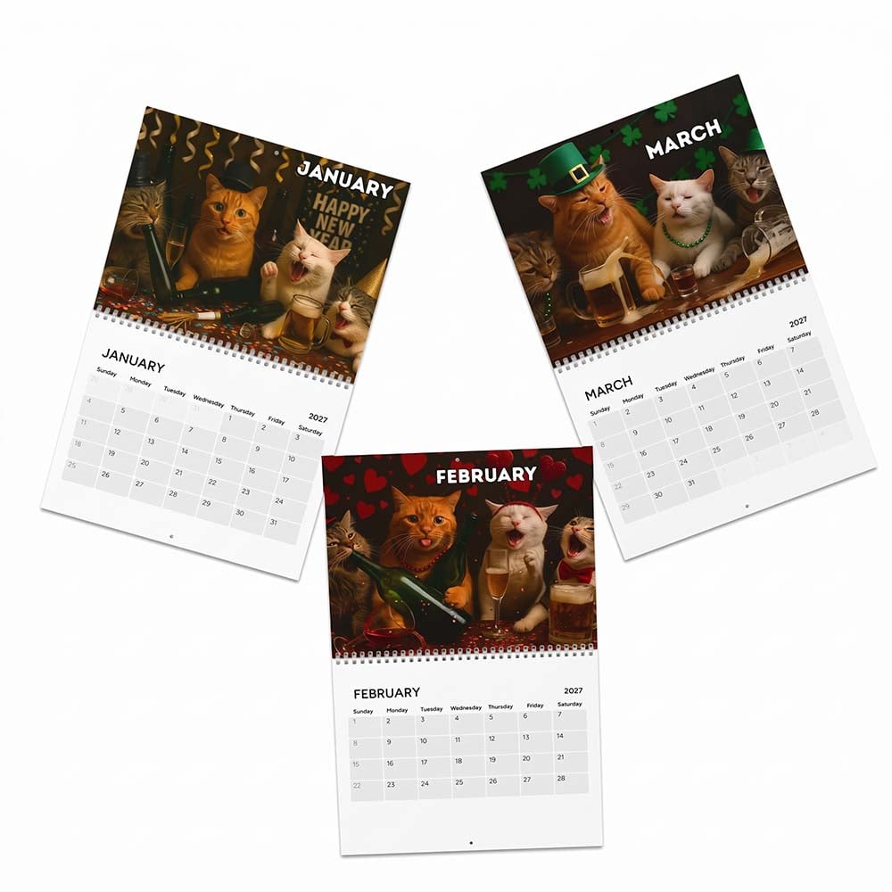 Cat-and-drink calendar scene preview