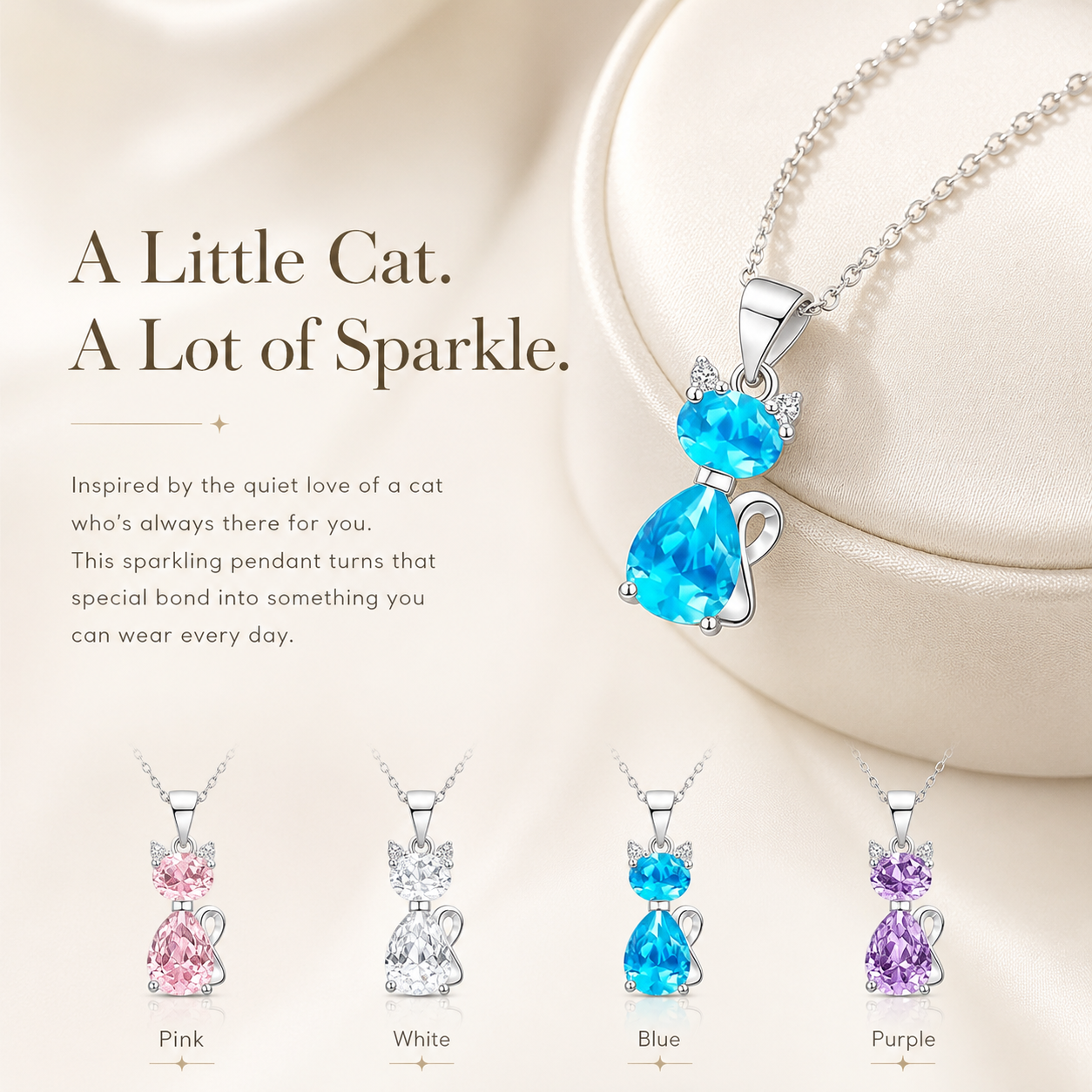 🐾 A Little Companion Close to Your Heart – Sparkling Crystal Cat Necklace ✨