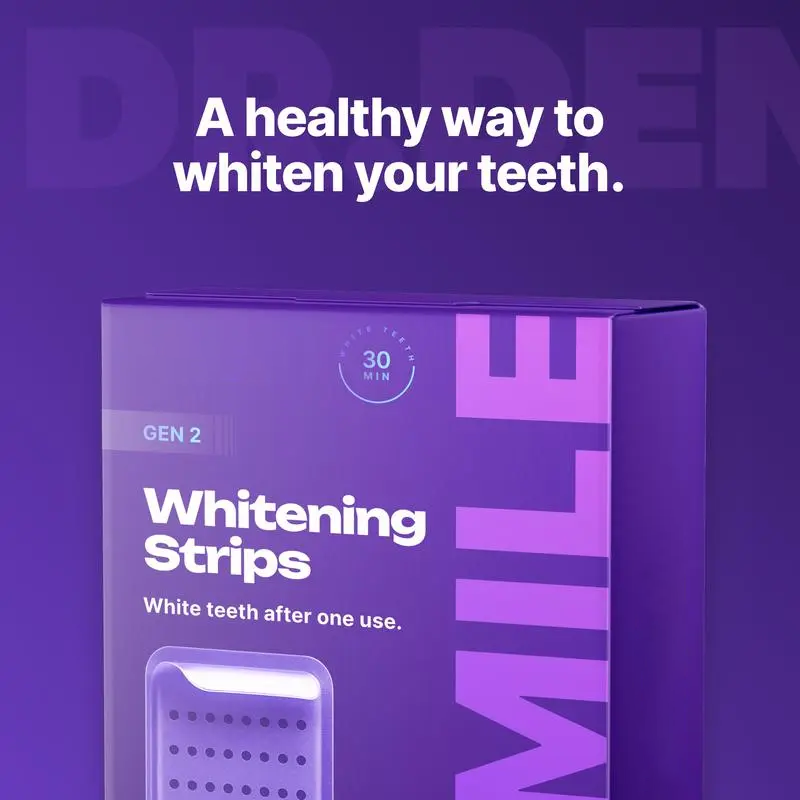 🦷 Purple Teeth Whitening Strips – 42 Strips 21 Whitening Sessions – Enamel Safe – Stain Removal – Non-Sensitive – Peroxide-Free