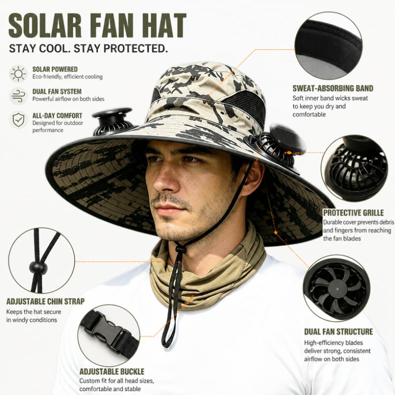 🌞 49% OFF Summer Deal | Ultralight Solar Fan Sun Hat ⚡ Lighter Than a Baseball, Built for Outdoor Cooling