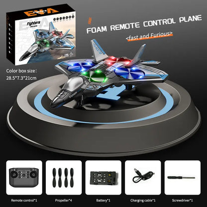 🎮2.4G Remote Control Stunt Fighter Plane, Beginner Friendly RC Drone Aircraft With Headless Mode✈️