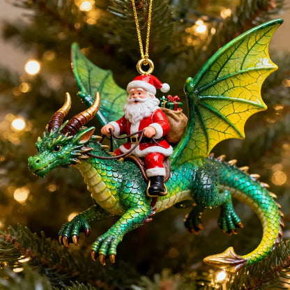 🎅🐉 Santa Riding a Dragon Christmas Ornament🎄 Unique Holiday Tree Decoration
