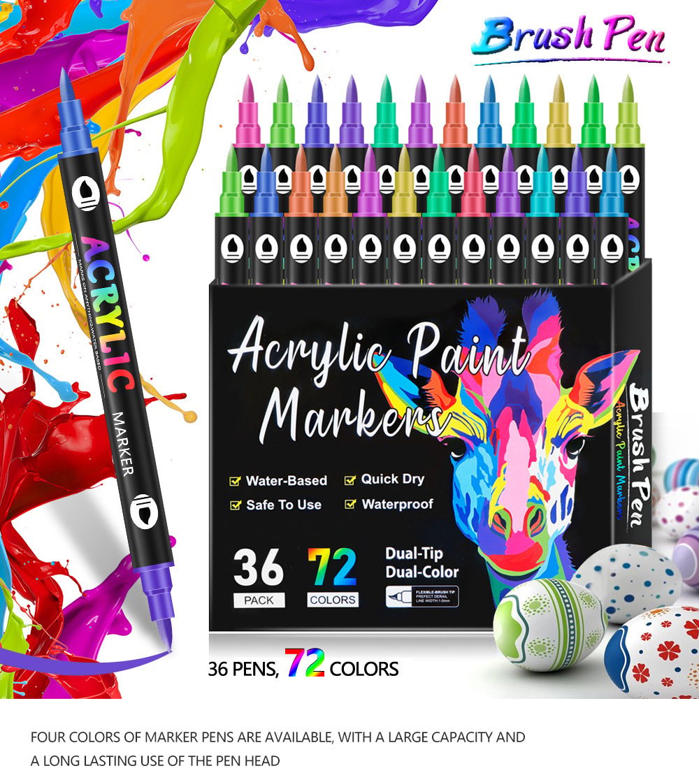 🔥 Hot Sale 50% OFF | 🎨 Dual Tip Acrylic Paint Markers | Vibrant Colors for DIY, Art & Crafts