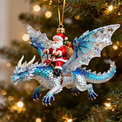 🎅🐉 Santa Riding a Dragon Christmas Ornament🎄 Unique Holiday Tree Decoration